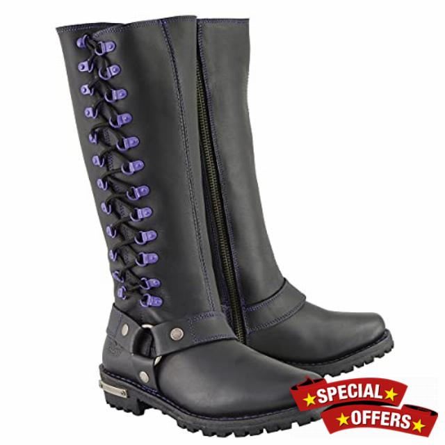 Milwaukee Leather Women's Premium Leather Motorcycle Harness Boots Collection | MBL