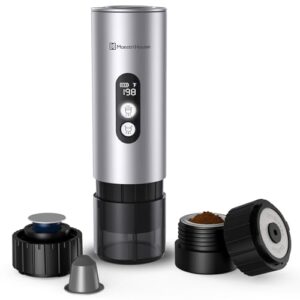 150W Travel Espresso Coffee Maker with Small Tea Cup Also Holder for NS Capsule & Ground Coffee for Car Camping