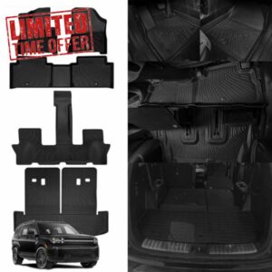 Floor Mats Fit for 2024 Hyundai Santa Fe (Non-Hybrid) Trunk Mat with Backrest Mat 3rd Row Replacement for 2024 Hyundai Santa Fe Accessories All Season Guard Odorless Anti-Slip Floor Mats