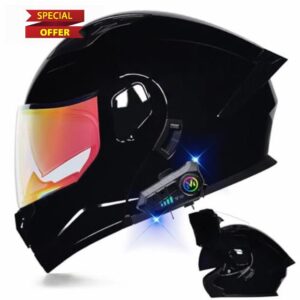 Bluetooth Modular Motorcycle Helmet DOT Approved Full Face Motorcycle Helmet Street Bike Helmet with Flip Up Anti-Fog Double Helmet Dual Speaker with Microphone for Adult Men and Women M-XXL
