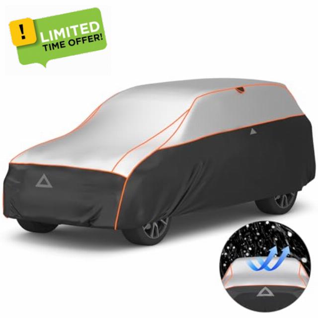 Favoto Hail Protector Car Cover - Waterproof SUV Cover Padded Anti-Hail Snow Rain Protection for Automobiles Outdoor Heavy Duty with Reflective Stripes Full Exterior Cover Fits SUV up to 198"