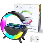 UK Technology Radio Alarm Clock, Alarm Clocks Bedside, Bluetooth Speaker, Fast Qi Wireless Chargi...