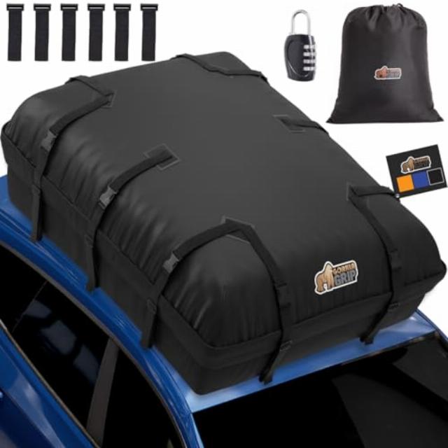 Gorilla Grip Waterproof Car Roof Bag with Stay in Place Grip Dots and Buckles