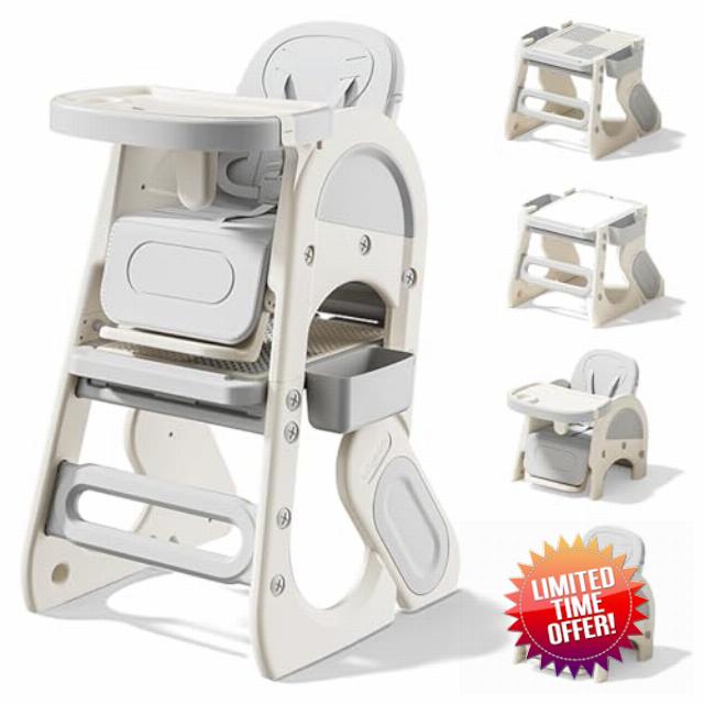 Convertible 6 in 1 Baby High Chair Adjustable Eating Highchair for Babies and Toddlers|Studying Table|Table and Chair Set| Building Block Table|Kid Chair with Safety Harness