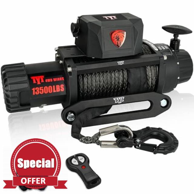 TYT T1 Series Winch 13500 lb Electric Winch with Synthetic Winch Rope