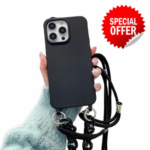 Gyios iPhone Case Crossbody Necklace Strap Lanyard Cord Phone Case For Iphone - Chain Silicone Soft Cover-for Iphone 12 Mini-black