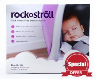 RocknStroll Bundle Kit (Stroller Rocker) - 60hrs of Battery Use - Leave on Stroller When collapsed