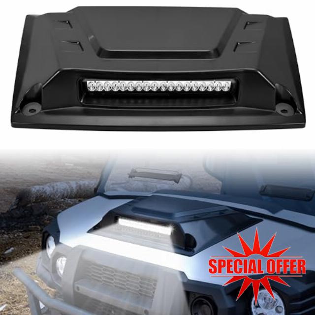SAUTVS Sport Hood Scoop with LED Spotlight for Kawasaki Mule Pro