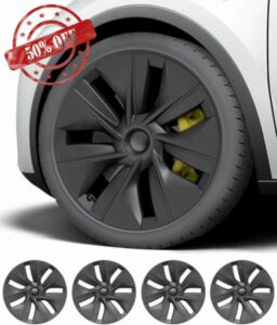 19 inch Wheel Cover for Tesla Model Y 2019-2024 with 4 Center Logo Caps Original Rims Wheel Covers Replacement Accessories Hubcaps Compatible with Tesla Model Y 19 inch(4 Pack)