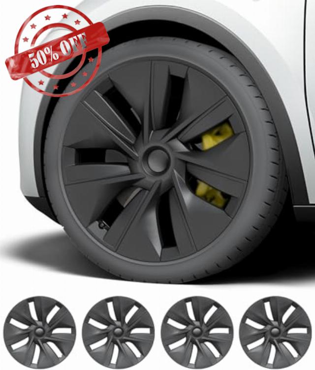 19 inch Wheel Cover for Tesla Model Y 2019-2024 with 4 Center Logo Caps Original Rims Wheel Covers Replacement Accessories Hubcaps Compatible with Tesla Model Y 19 inch(4 Pack)