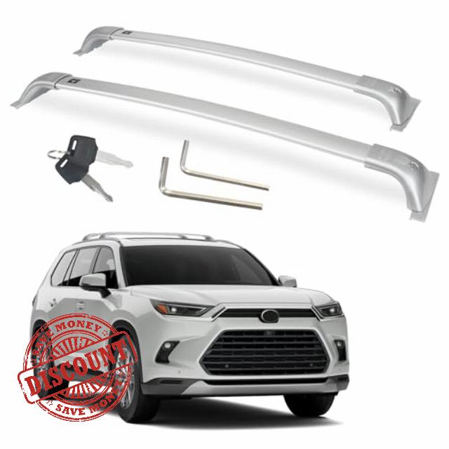 Autekcomma Heavy Duty Silver Upgraded Roof Rack Crossbar Compatible for Toyota Grand Highlander 2024 All Grades.Max 260lb Loading Capacity with Metal Lockable Anti -Theft Locking Mechanism
