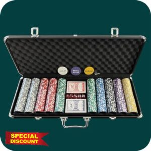 500 Piece Brybelly Ultimate Poker Chip Set - 14 Gram Clay with Numbers and Heavy Duty Black Aluminum Case.