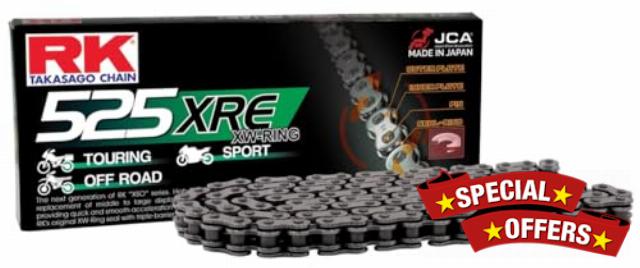 RK Racing Chain 525XRE-118 Steel 118 Link XW-Ring Chain with Connecting Link