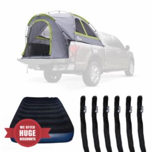 Napier Backroadz Truck Tent with Full Size Sportz Air Mattress & Strap Protectors fits Full Size Long Truck Beds | Waterproof 2-Person Tent