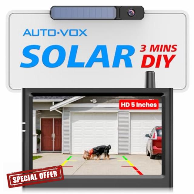 AUTO-VOX Solar Wireless Backup Camera with 5" HD Monitor