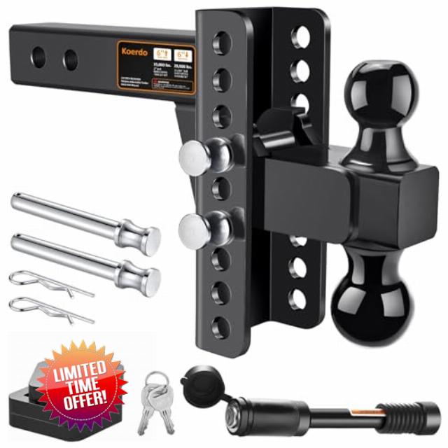 Adjustable Trailer Hitch -Drop Hitch-Tow Hitch with 2 inch Receiver-6inch Drop/Rise