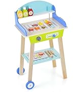 GYMAX Kids Play Kitchen, Children Pretend Kitchen Set with Stoves, Sink, Cabinet, Shelves, Chalkb...