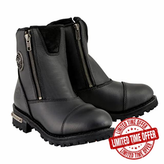 Milwaukee Leather Men's Black Smooth Plain Motorcycle Leather Boots |MBM