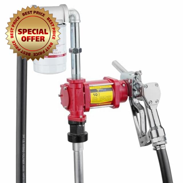 12V DC 10GPM Self-priming Gasoline Diesel Oil Fuel Transfer Explosion-proof Pump Kit with with Particulate Filter and Nozzle for Gasoline Diesel Kerosene & More