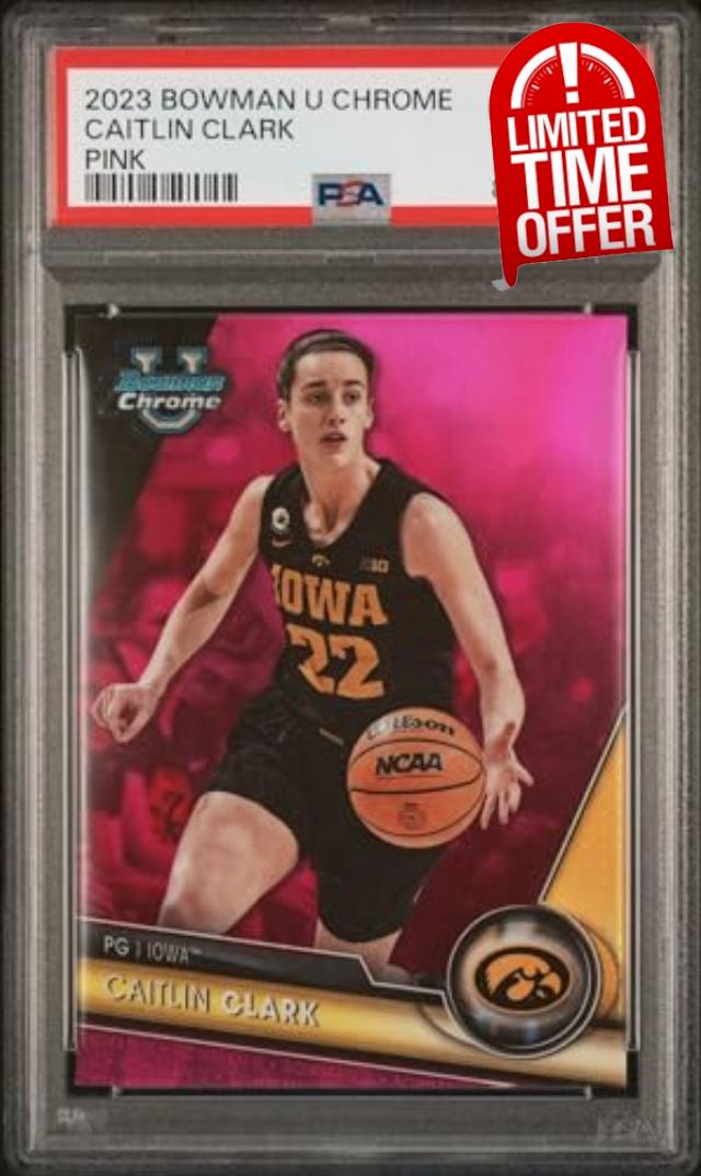 Graded 2023 Topps Bowman U Chrome Caitlin Clark #34 Pink Rookie RC Basketball Card PSA 10 Gem Mint