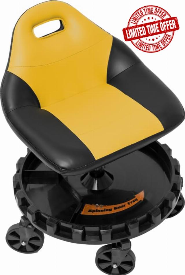 Traxion 400lb Capacity 2-704 Yellow Progear Mobile Rolling Gear Seat