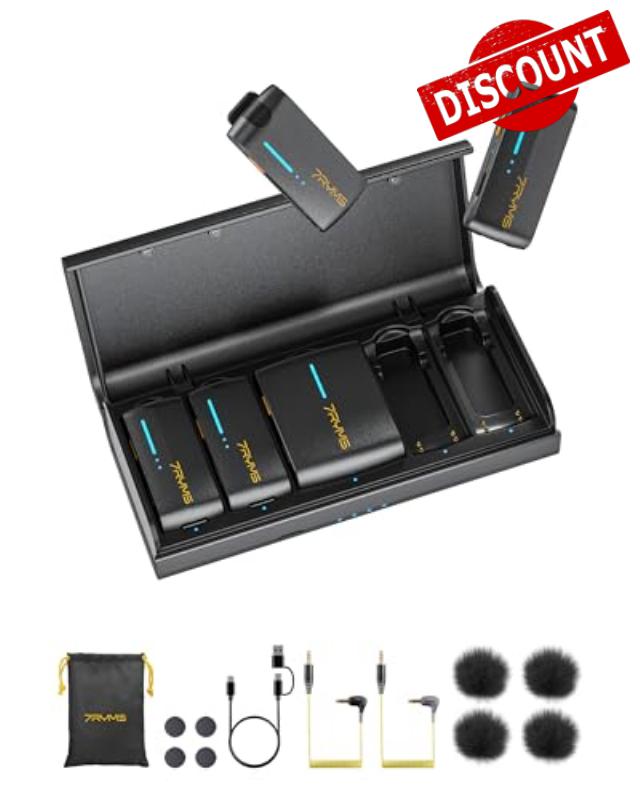 iRay DW40 Four-channel Wireless Lavalier Microphone with Charging Case