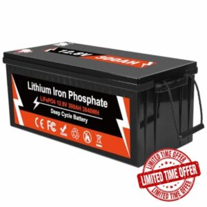 12V 300Ah LiFePO4 Battery-Built-in 200A BMS Rechargeable10000+ Deep Cycle Lithium Battery for Solar