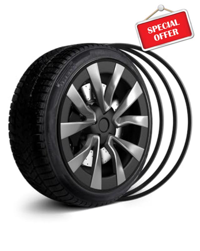 Metal Wheel Rim Protector - Strips for Curb Rash Prevention - Set of 4 (Black