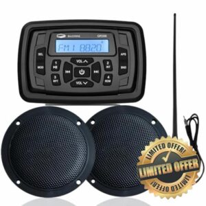 Marine Bluetooth Radio Boat Car Stereo Dashboard Digital Audio System Receiver Waterproof Boat Speakers FM AM Radio Antenna for ATV UTV RV UV