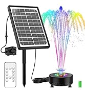 SUJFEE 8W LED Solar Water Fountain for Outdoor with Remote Control, Upgrade Solar Pond Pump Kit S...