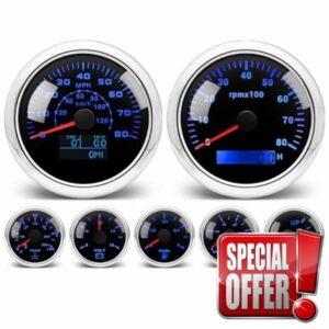 7 Gauge Set 7 Color - 3-3/8" 85mm GPS Speedometer & Tachometer