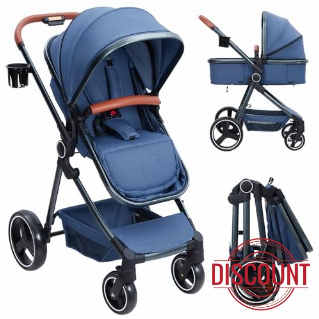 GAOMON 2-in-1 Convertible Baby Stroller with Bassinet Mode - Foldable Infant Pushchair