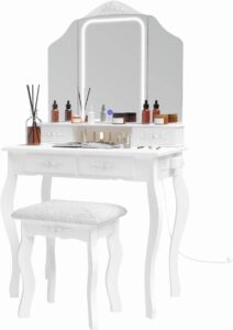Vanity Desk with Mirror and Lights