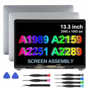 Replacement Screen 13.3" for MacBook Pro 13-inch 2018-2019-2020 Year Retina A1989 A2159 A2289 A2251（ Model：EMC 3358 3214 3301 3348 3456） Full LCD Screen Display Assembly（Grey）