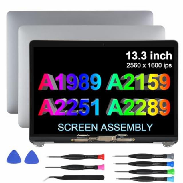 Replacement Screen 13.3" for MacBook Pro 13-inch 2018-2019-2020 Year Retina A1989 A2159 A2289 A2251( Model:EMC 3358 3214 3301 3348 3456) Full LCD Screen Display Assembly(Grey)