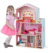 GYMAX Kids Kitchen Playset, Large Plastic Play Kitchen with Ovens, Cooker Hood, Storage Space, Co...