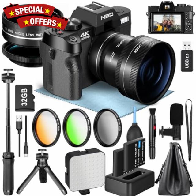 NBD 4K Digital Cameras for Photography - 48MP/60FPS Video Camera for Vlogging