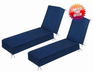 Sundale Outdoor 6 inch Thick Water-Resistant Olefin Chaise Lounge Cushions Set of 2