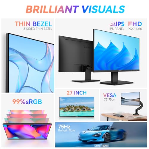 Computer Monitors Full HD(1920 x 1080p) IPS Display 75Hz