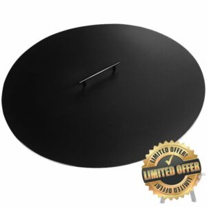 34" Fire Pit Lid Round Heat Resistant Flat Fire Pit Burner Pan Cover Fire Pit Ring Lid for Round Patio Fire Pit Prevent Sparks
