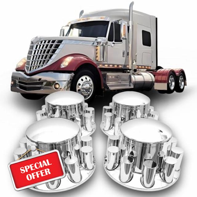 Semi Truck Lug Nut Covers 4 Pack of 33mm Lug Nut Covers Cylinder Axle Cover Set Chrome Rear Axle Wheel Cover Set Removable Hub Caps Screw-on Lug Nut Covers for Semi Truck Accessories
