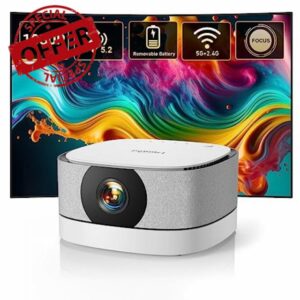[Battery Powered Projector] Lisowod Mini Portable Projector with 5G WiFi and Bluetooth Native 1080P 600 ANSI Battery Operated Outdoor Movie Projector with Electric-Focus