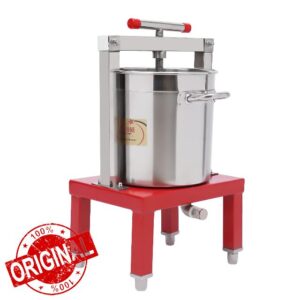 Manual Press Extractor Tainless Steel Red Base 3.5Gal Fruit Honey Beeswax Extractor Beekeeping Machine For Wine Juice Making (Red 13.25L/3.5Gal)