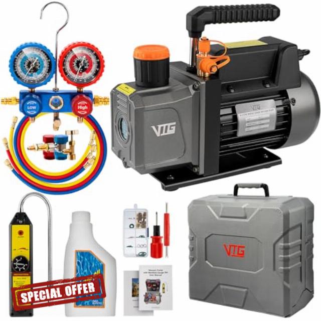 4.5CFM AC Vacuum Pump and Gauge Set