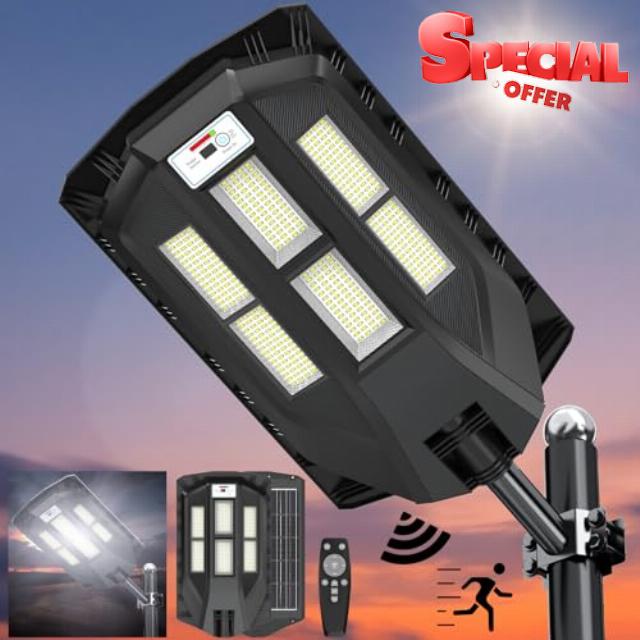 TENKOO Solar Street Lights 3000W Solar Street Lights Outdoor Waterproof 250000 Lumens LED Wide Angle Solar Parking Lot Lights with Motion Sensor Street Lights IP67 Commercial Lighting for Pathway