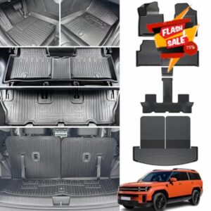 CARESA 2-in-1 Cargo Liner Backrest Mats and Floor Mats for 2024 Hyundai Santa Fe 6/7 Seats Accessories (Only Gas Model)