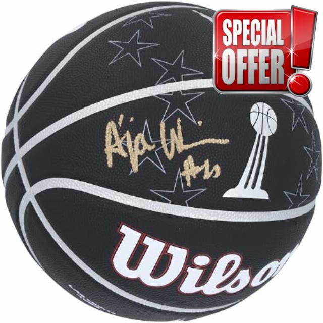 A'ja Wilson Las Vegas Aces 2023 WNBA Finals Champion Autographed Wilson Champion Collectors Edition Basketball - Autographed Basketballs