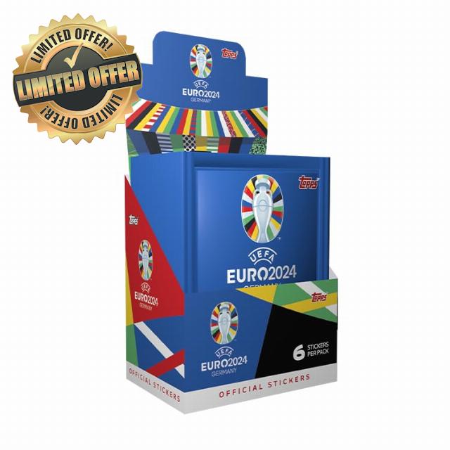 Topps Official Euro 2024 Sticker Collection - Full Box (50 Packets). 6 Stickers per Packet (300 Stickers)