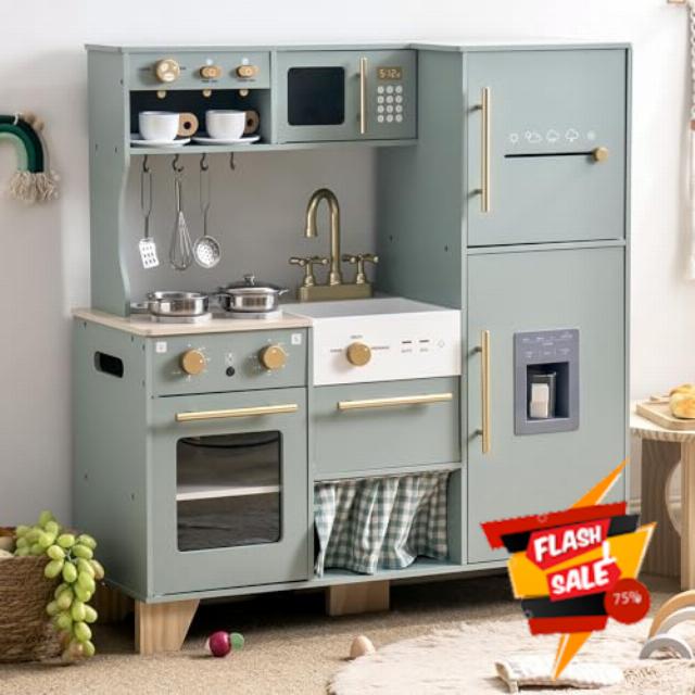 ROBUD Wooden Play Kitchen for Kids Toddlers