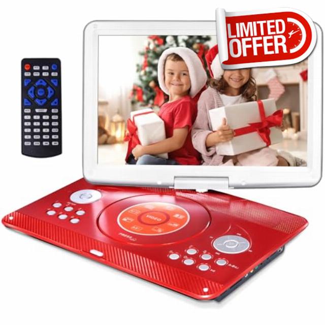 16.9" Portable DVD Player with 6 Hrs 5000mAH Rechargeable Battery